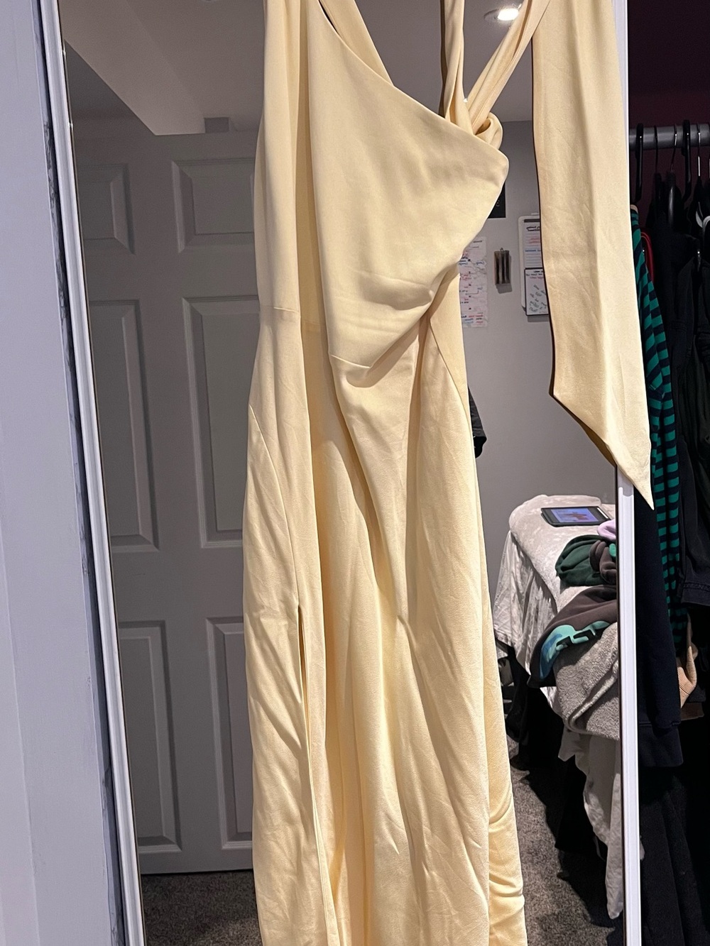 Park & Fifth One-Shoulder Maxi Dress in Light Yellow